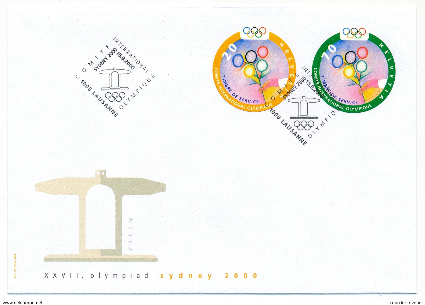 SUISSE - 2 Enveloppes FDC - Comité Olympique SYDNEY 2000 - Lausanne 15/09/2000 - Ete 2000: Sydney