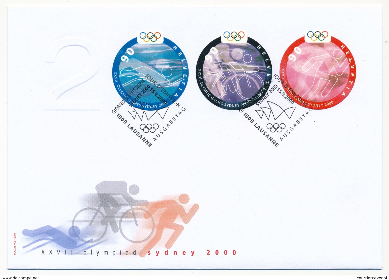 SUISSE - 2 Enveloppes FDC - Comité Olympique SYDNEY 2000 - Lausanne 15/09/2000 - Zomer 2000: Sydney