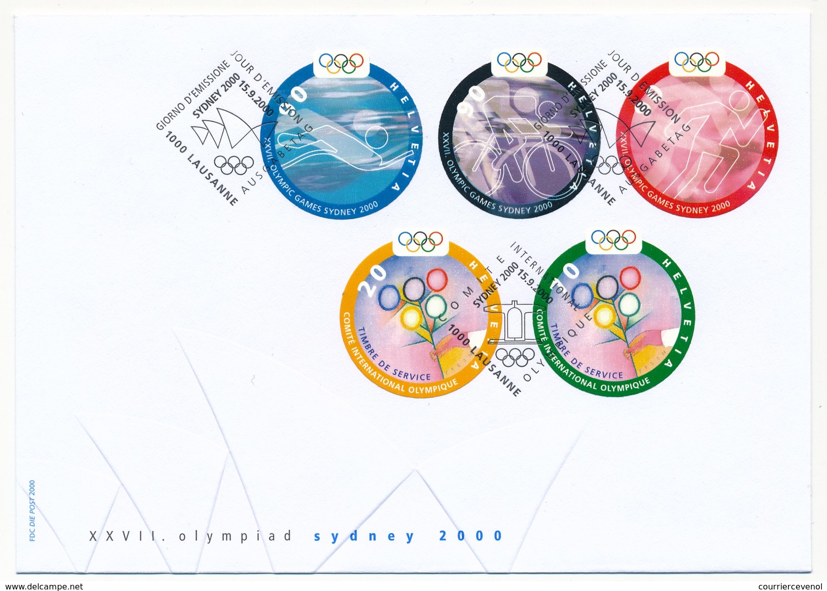 SUISSE - 1 Enveloppe FDC - Comité Olympique SYDNEY 2000 - Lausanne 15/09/2000 - Estate 2000: Sydney