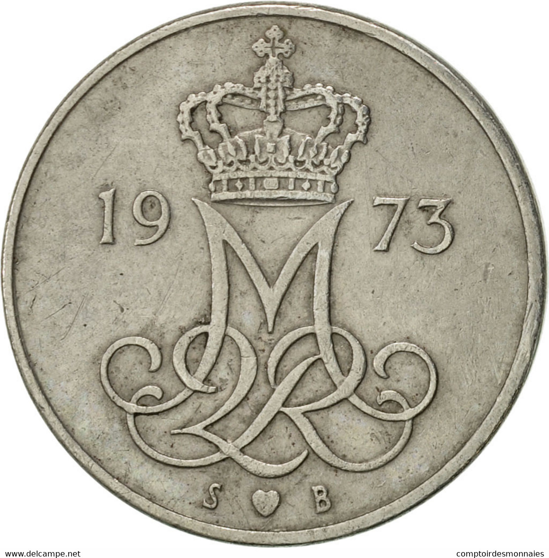 Monnaie, Danemark, Margrethe II, 10 Öre, 1973, Copenhagen, TTB+, Copper-nickel - Denmark