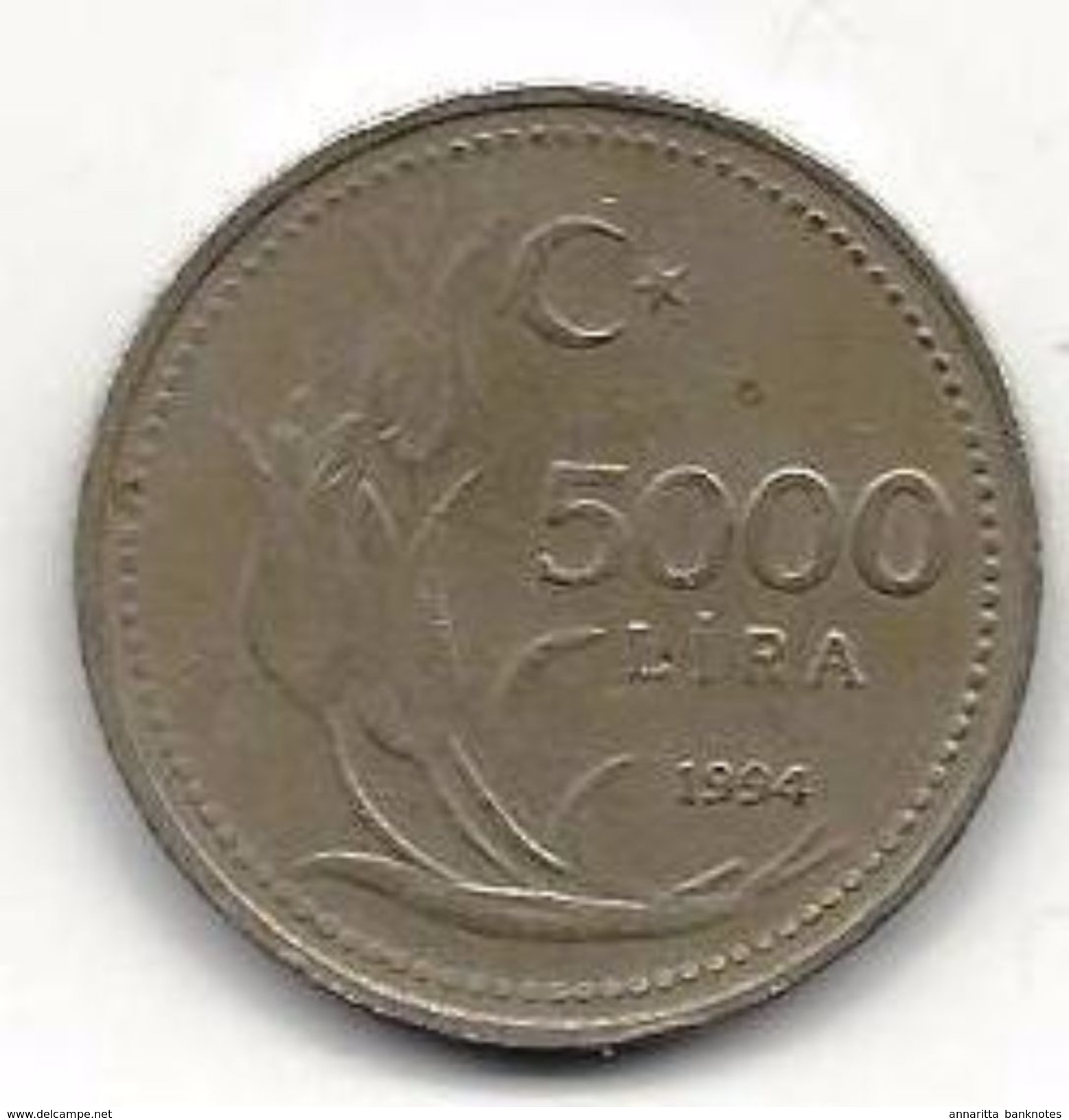 TURKEY 5000 LIRA 1994 KM# 1025 CIRC.  [TR-1025-1994] - Turkey