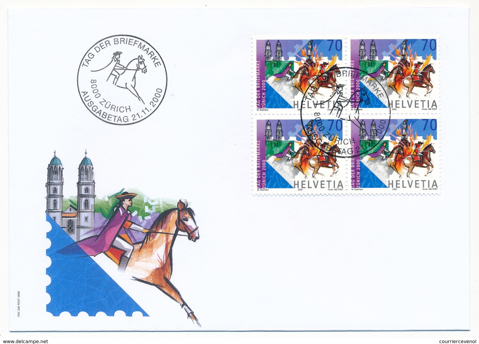 SUISSE -  2 Enveloppes FDC - Journée Du Timbre - Année 2000 - ZURICH 21/11/2000 - FDC