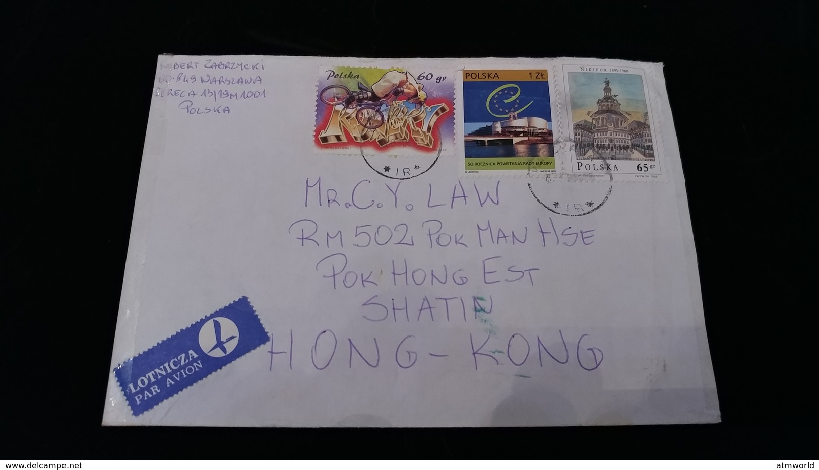 Postal Cover From Polska To Hong Kong - Collections