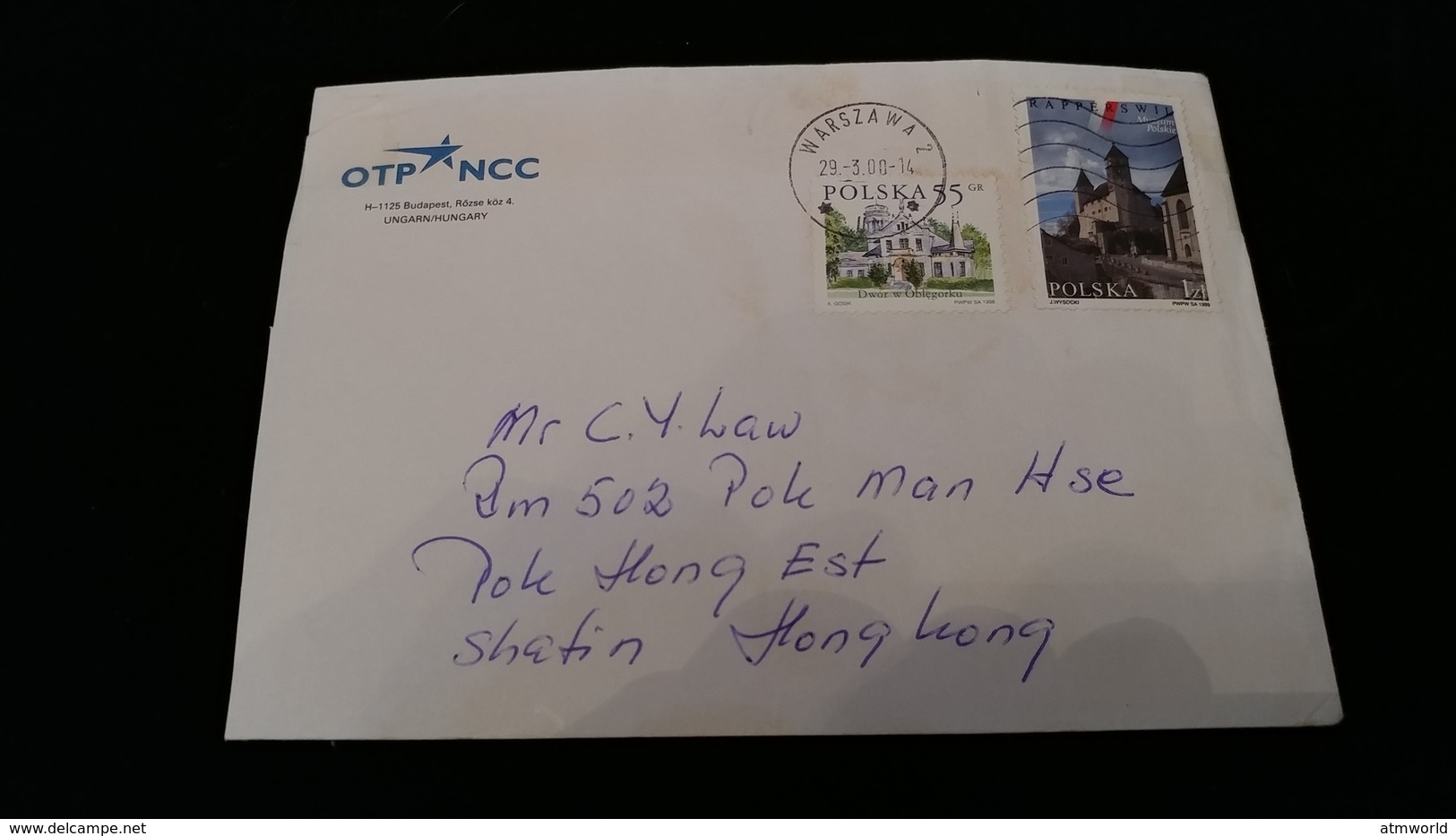 Postal Cover from Polska to Hong Kong