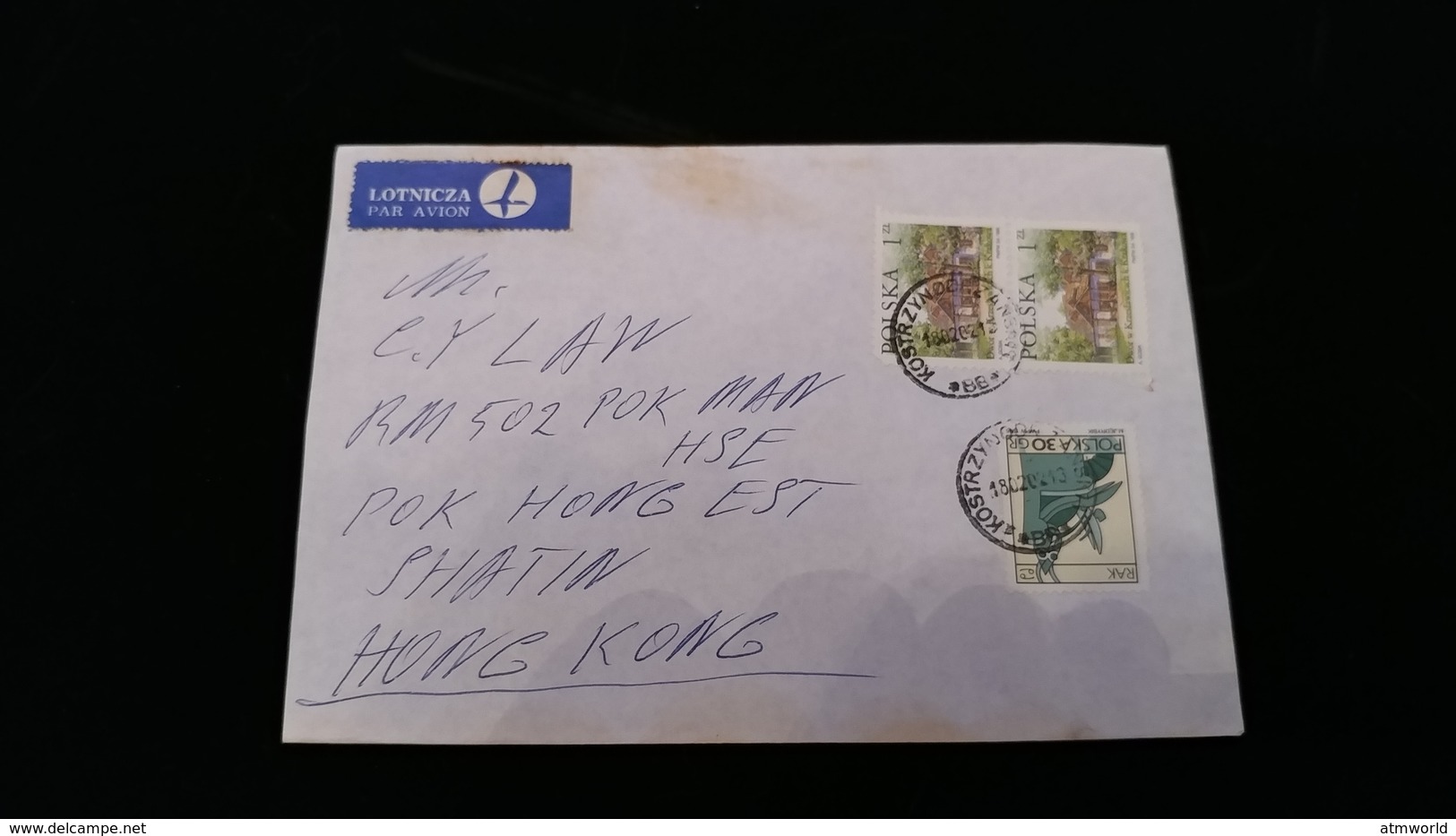 Postal Cover from Polska to Hong Kong