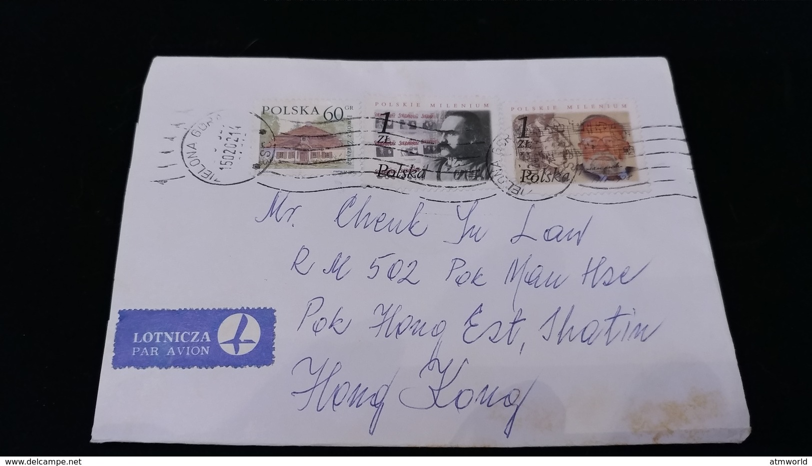 Postal Cover from Polska to Hong Kong