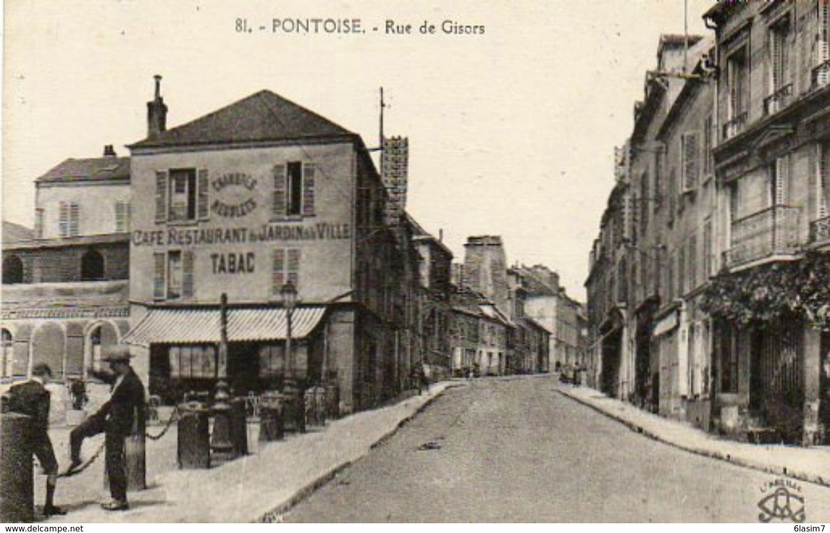 CPA - PONTOISE (95) - Aspect De La Rue De Gisors Et Du Restaurant Du Jardin De La Ville Dans Les Années 20 - Pontoise