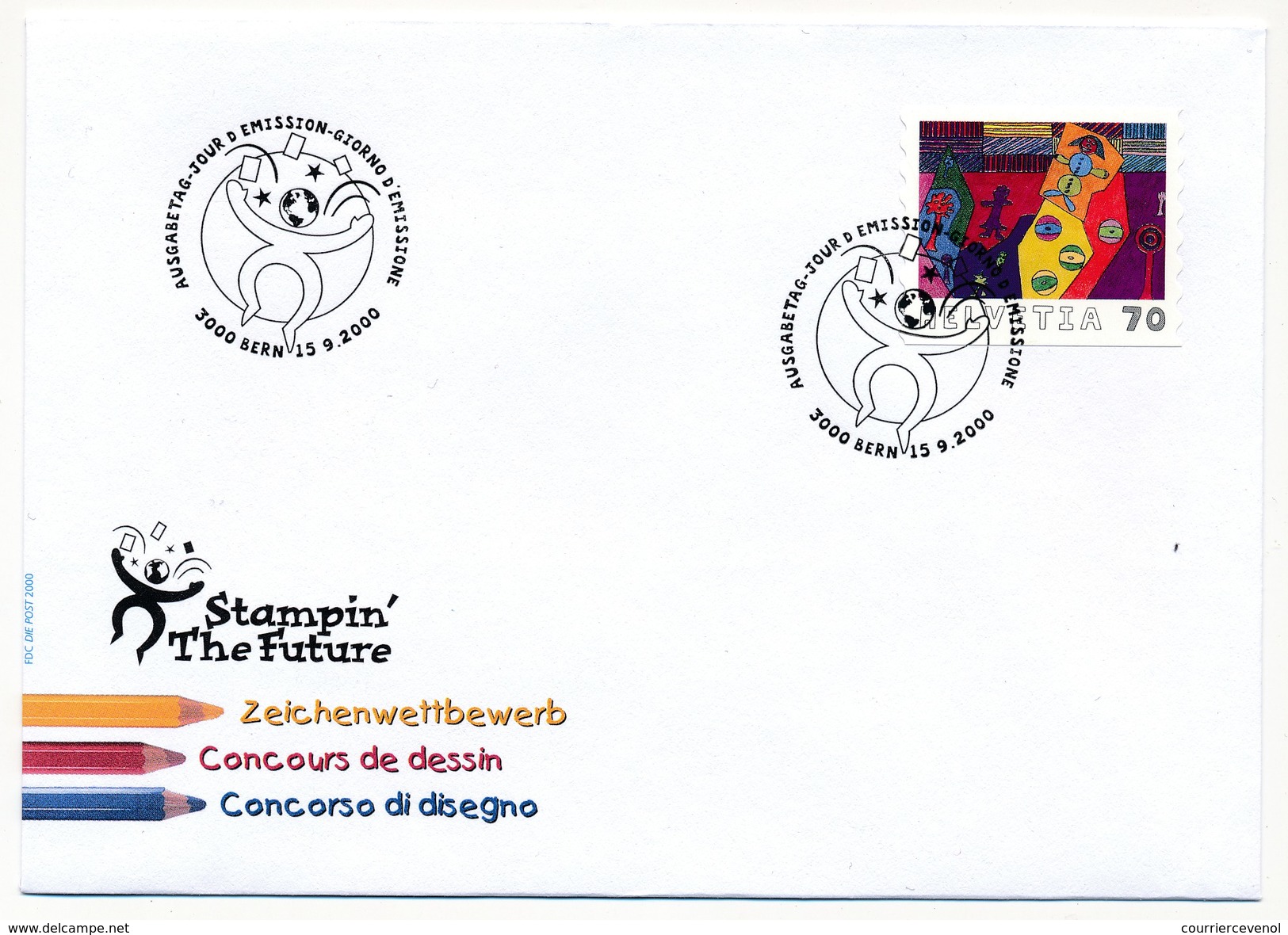 SUISSE -  5 Enveloppes FDC - Concours De Dessins D'enfants (Carnet) 2000 - BERN - 15/09/2000 - FDC