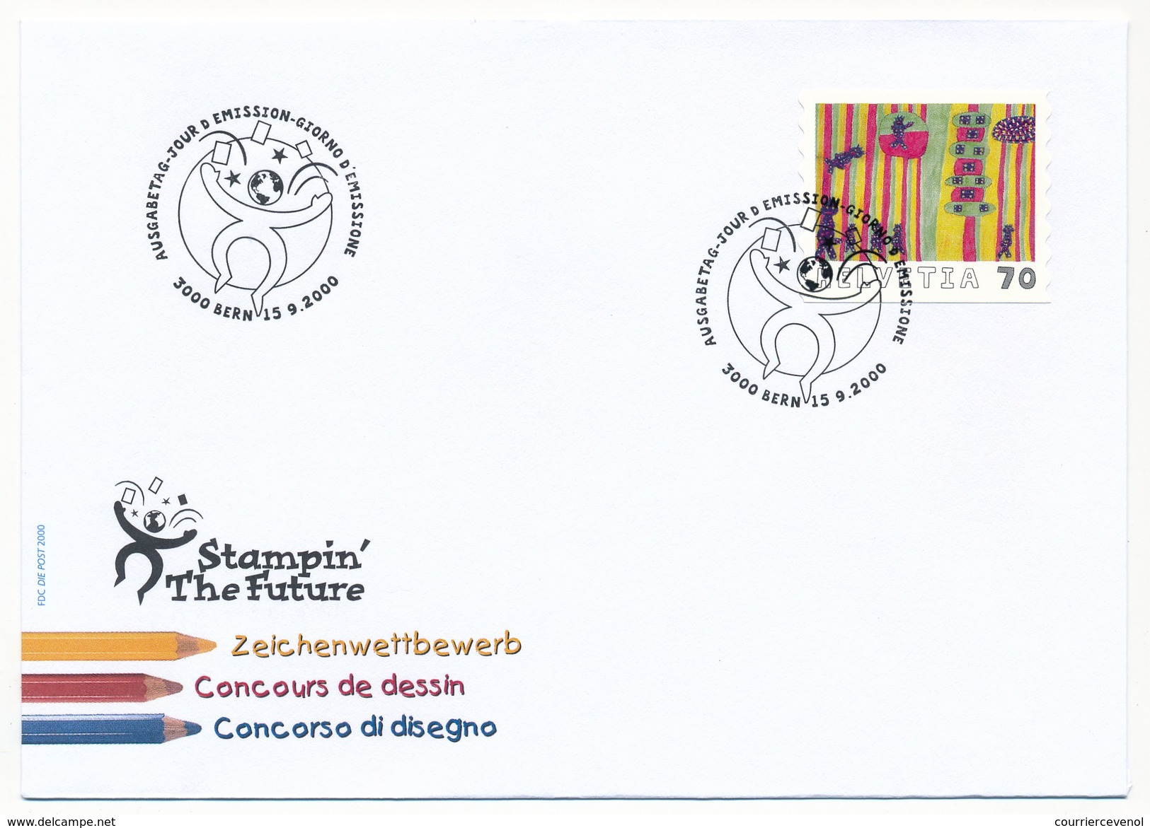 SUISSE -  5 Enveloppes FDC - Concours De Dessins D'enfants (Carnet) 2000 - BERN - 15/09/2000 - FDC