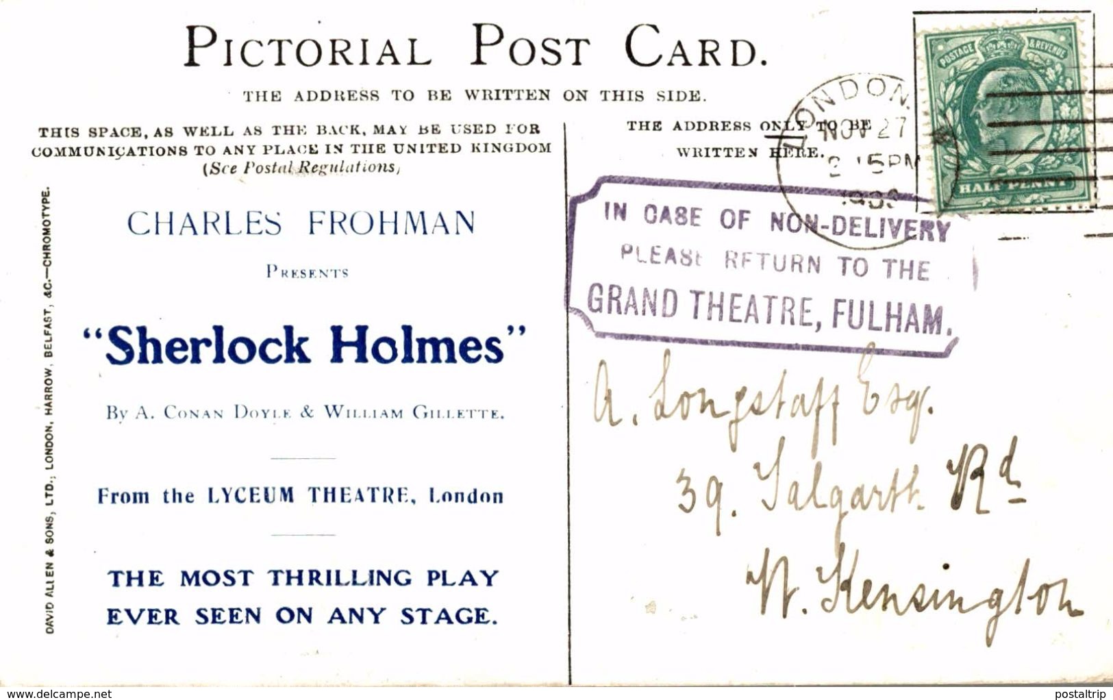 Grand Theatre Fulham  Get Your Hands Down Sherlock Holmes  London - Reclame