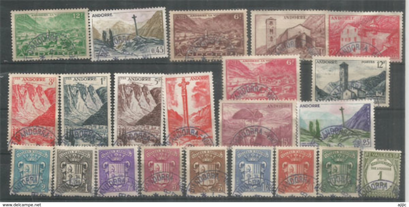 22 Timbres à Partir Des Années 1937, Oblitérés 1 ère Qualité, Vues Des Escaldes,Santa Coloma,Croix De Meritxell,etc - Oblitérés