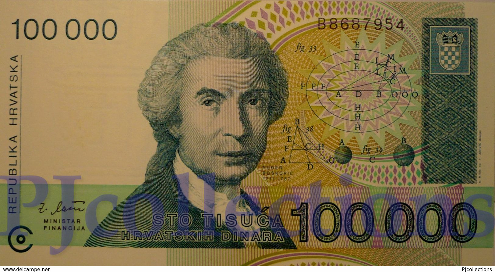 CROATIA 100000 DINARA 1993 PICK 27a UNC - Croatia