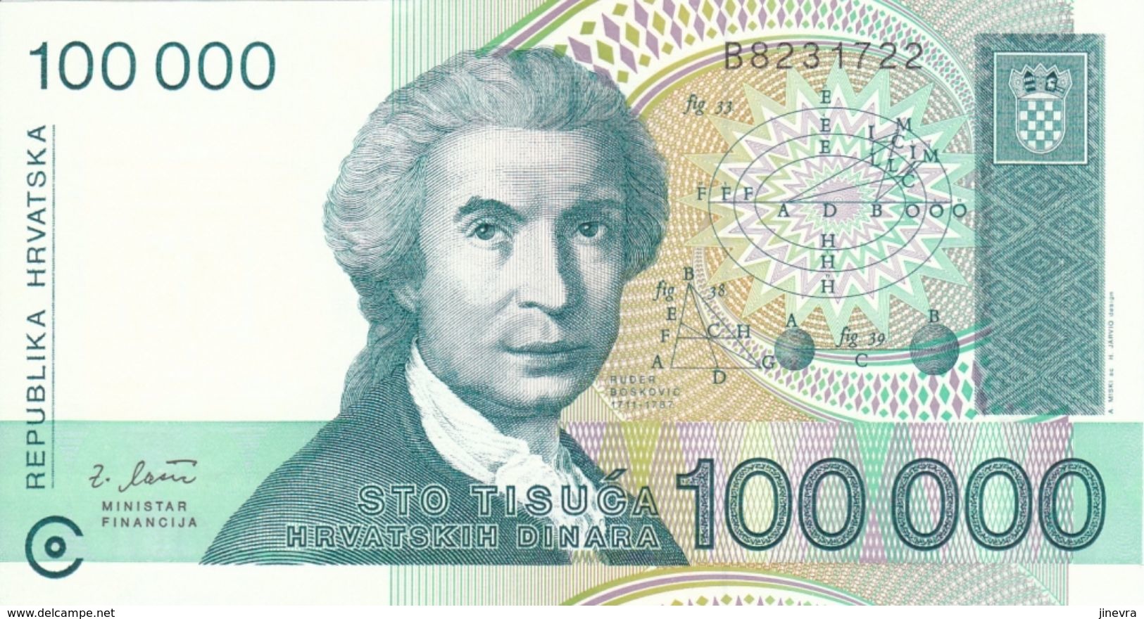 CROATIA 100000 DINARA 1993 PICK 27a UNC - Kroatië