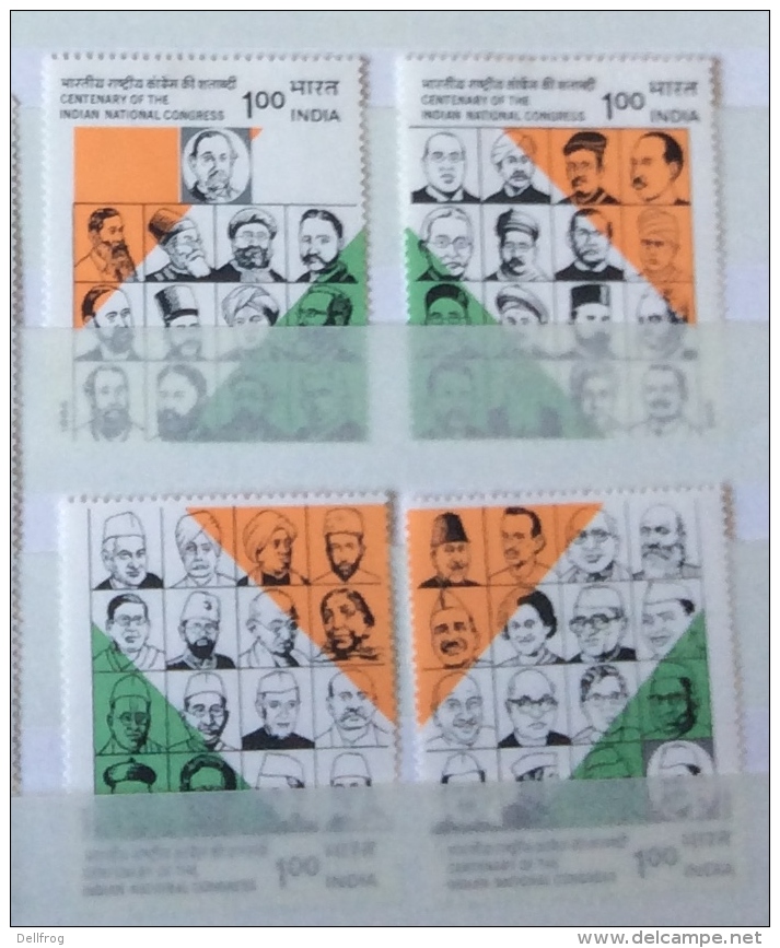 India 1985 Sg 1177 - 1180 Centenary National Congress Set Top 2 MLH Botoom 2 MNH - Nuevos