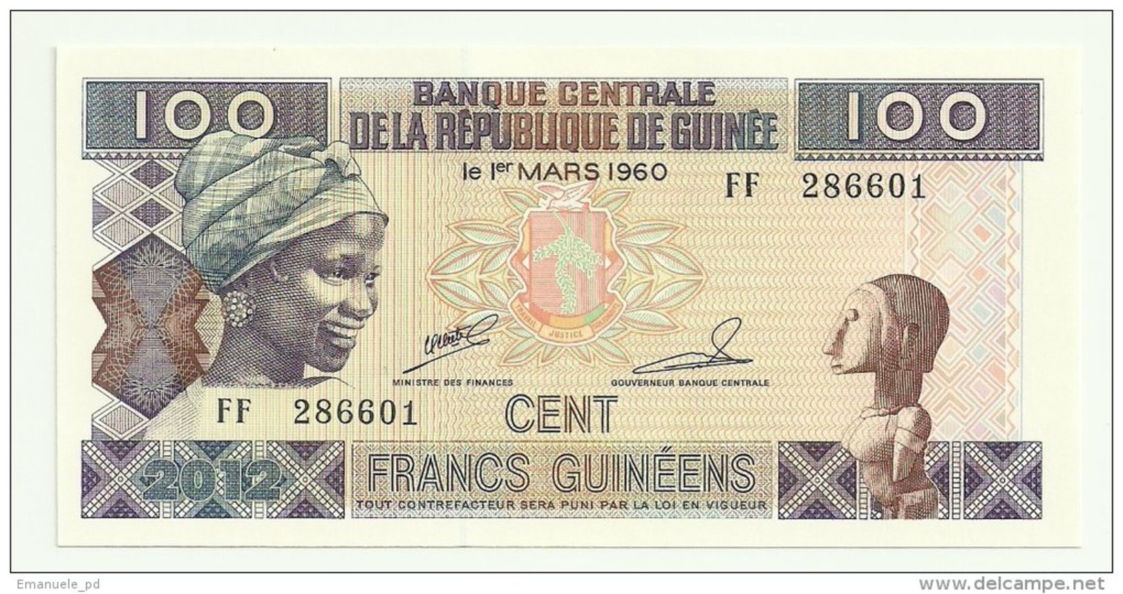 Guinea 100 Francs 2012 UNC - Guinea