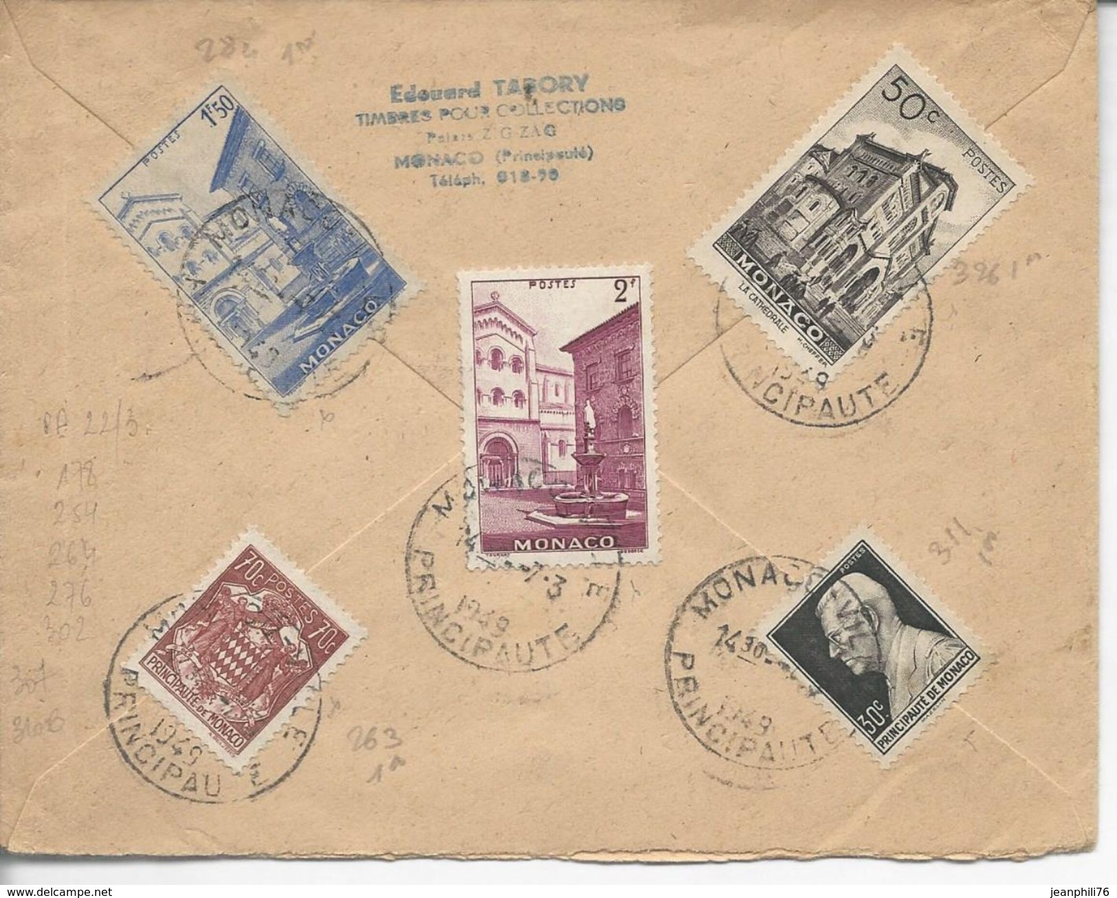 LR 1949 Timbres 182,263, 284, 311, 326, 347, A 22, A23 - Cartas & Documentos