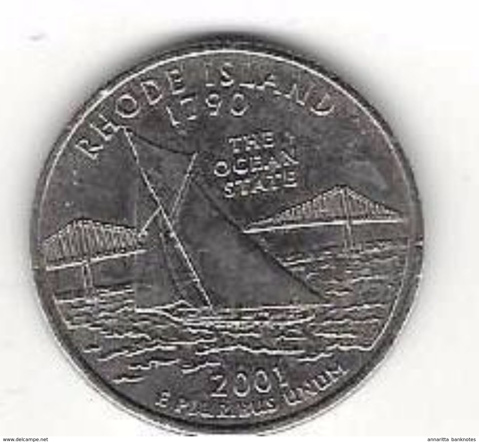 UNITED STATES 1/4 DOLLAR 2001 KM# 320 CIRC. RHODE ISLAND WASHINGTON QUARTER  [US-0320-2001] - 1999-2009: State Quarters