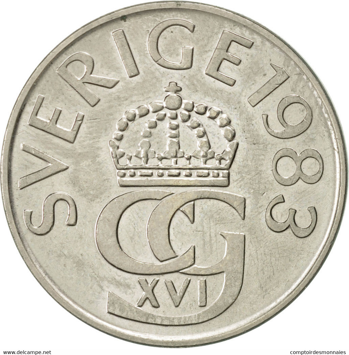 Monnaie, Suède, Carl XVI Gustaf, 5 Kronor, 1983, TTB+, Copper-nickel, KM:853 - Suède