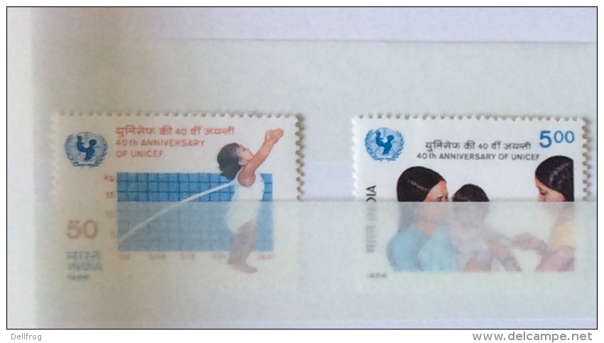 India 1986 Sg 1221 -2 Unicef Set Mlh - Unused Stamps