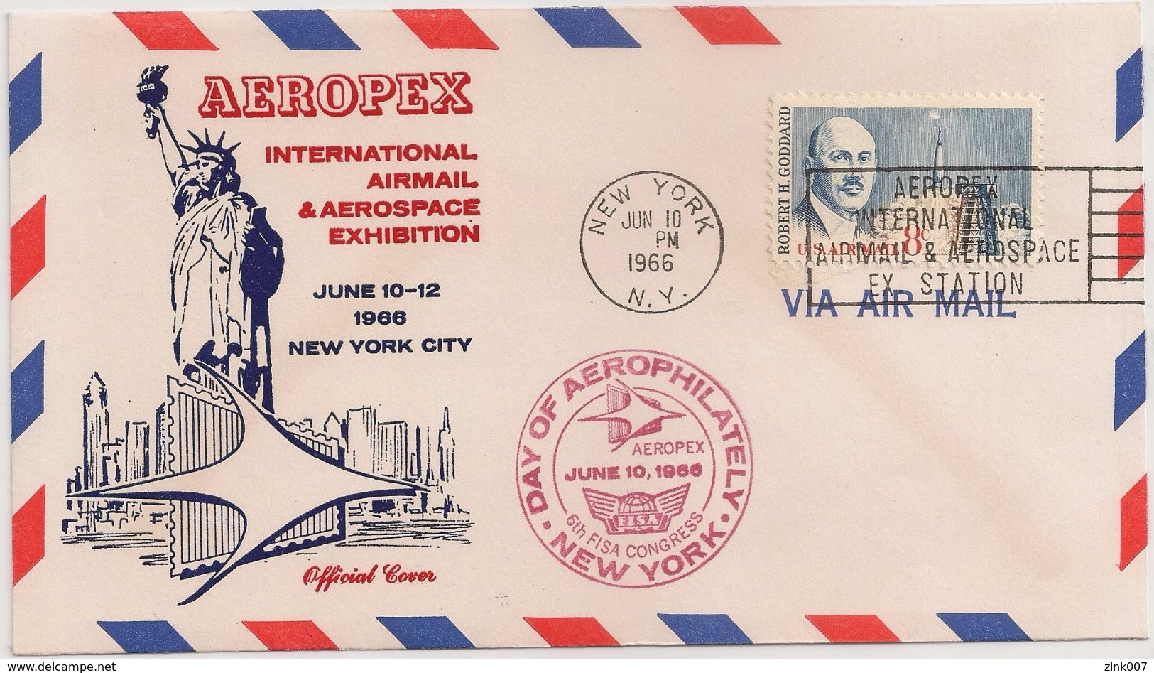 Cover FDC USA 1966 - First Day Of Issue - Cancel New York - Aeropex - Inter Airmail & Aerospace Exhibition Aerophilately - Covers & Documents
