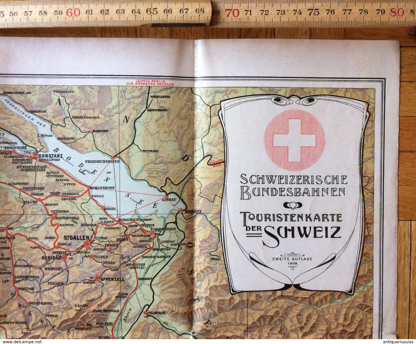 SCHWEIZERISCHE BUNDESBAHNEN - TOURISTEN KARTE DER SCHWEIZ - 1909 - Topographische Karten