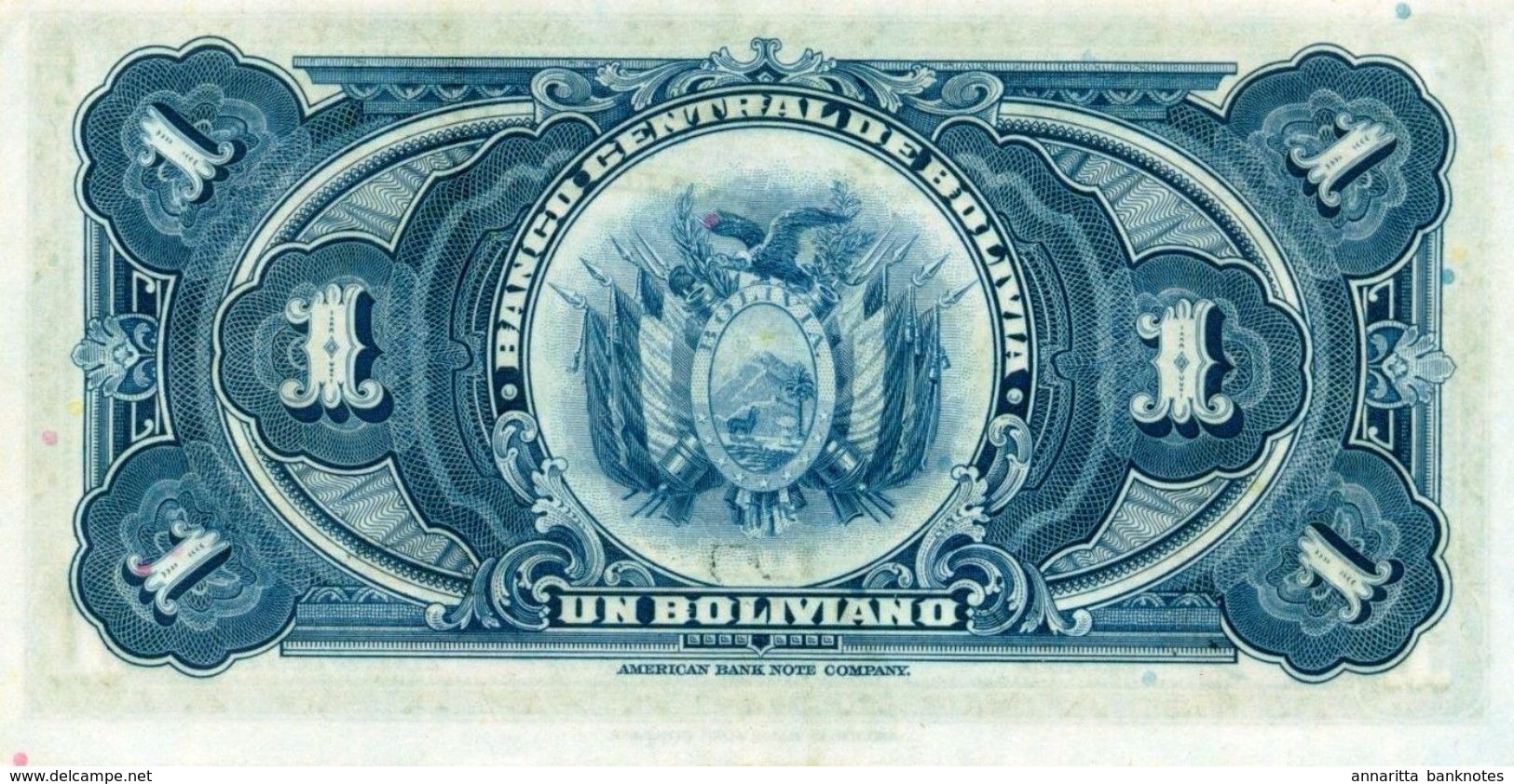 Bolivia (BCB) 1 Boliviano 1928 Series S5 UNC Cat No. P-118a / BO307a - Bolivia