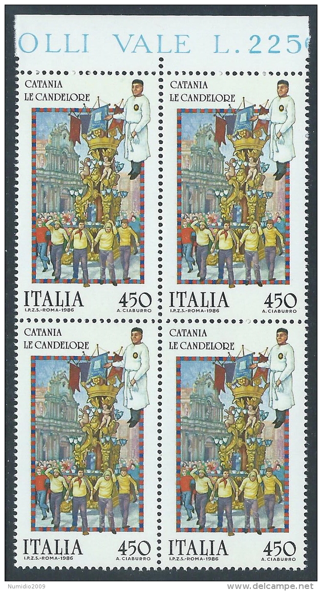 1986 ITALIA FOLCLORE CATANIA LE CANDELORE QUARTINA MNH ** - ED-2 - 1981-90: Ungebraucht