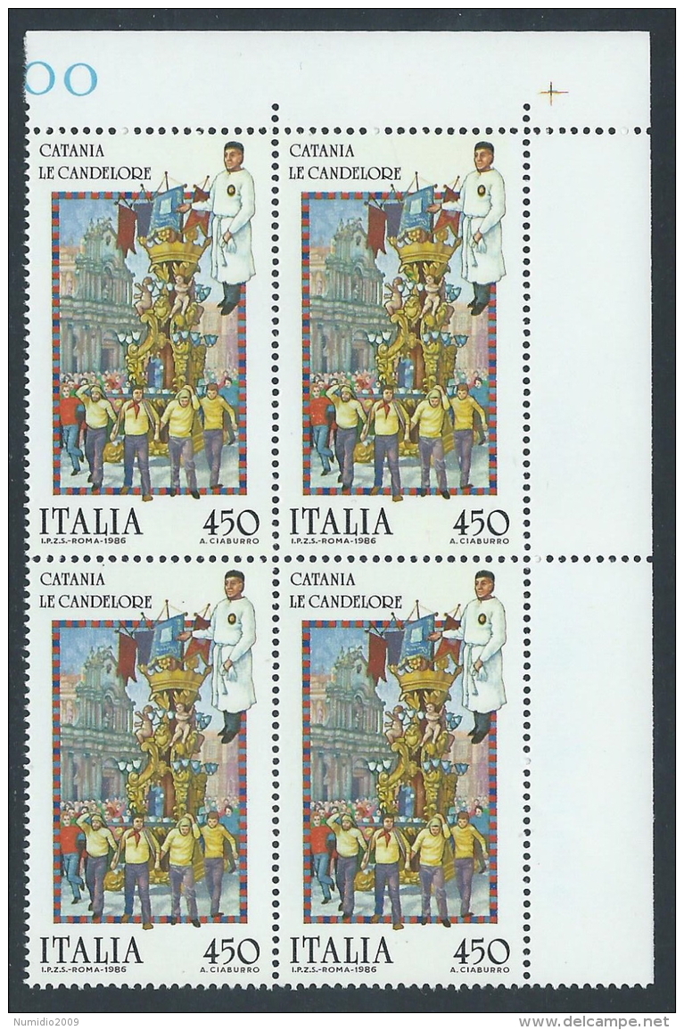 1986 ITALIA FOLCLORE CATANIA LE CANDELORE QUARTINA MNH ** - ED-3 - 1981-90: Ungebraucht