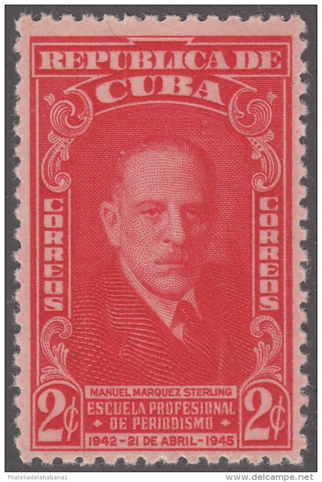 1946-81 CUBA REPUBLICA. 1946. Ed.387. MANUEL MARQUEZ STERLING. PERIODISMO MNH - Unused Stamps