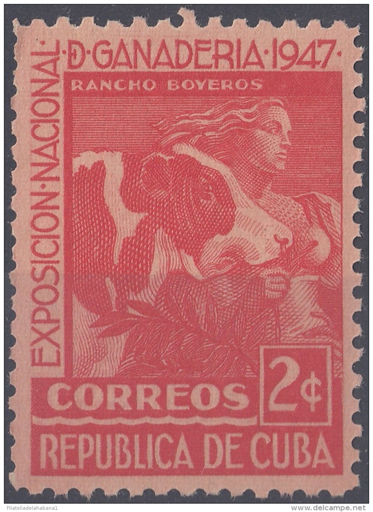 1947-180 CUBA REPUBLICA. 1947. Ed.389. EXPO GANADERIA VACA CAO MNH. - Nuovi