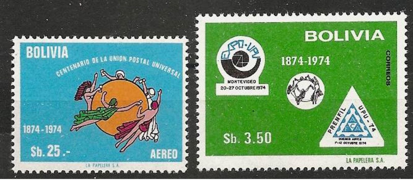 BOLIVIA 1974 - Centenary UPU / World Postal UNION - 2v (Mi 295-96) MNH ** Q565a - Bolivia