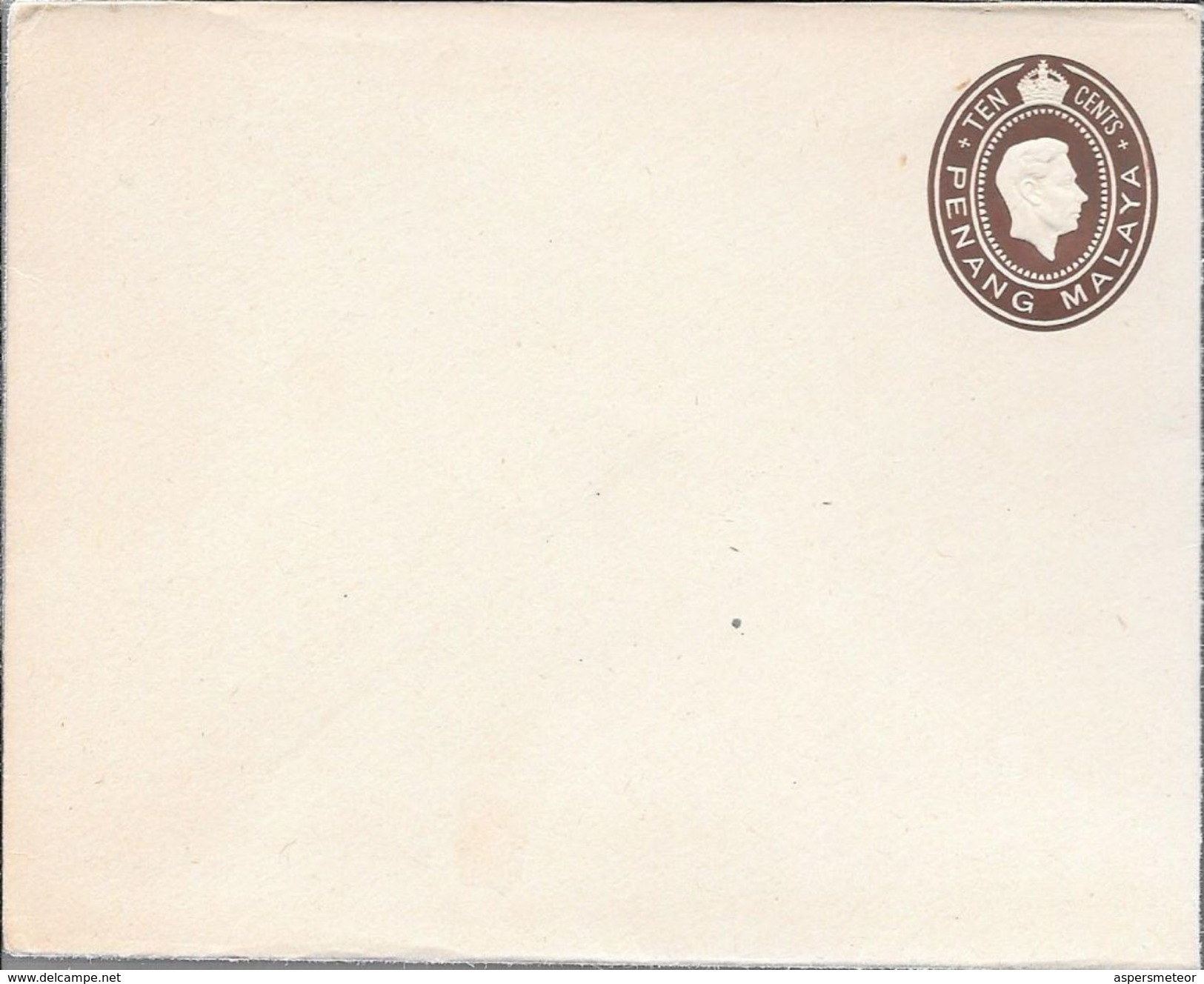 PENANG MALAYA ENTIER ENVELOPPE ENVELOPE TRES BON ETAT RARE POSTAL STATIONERY ENTERO POSTAL - Penang