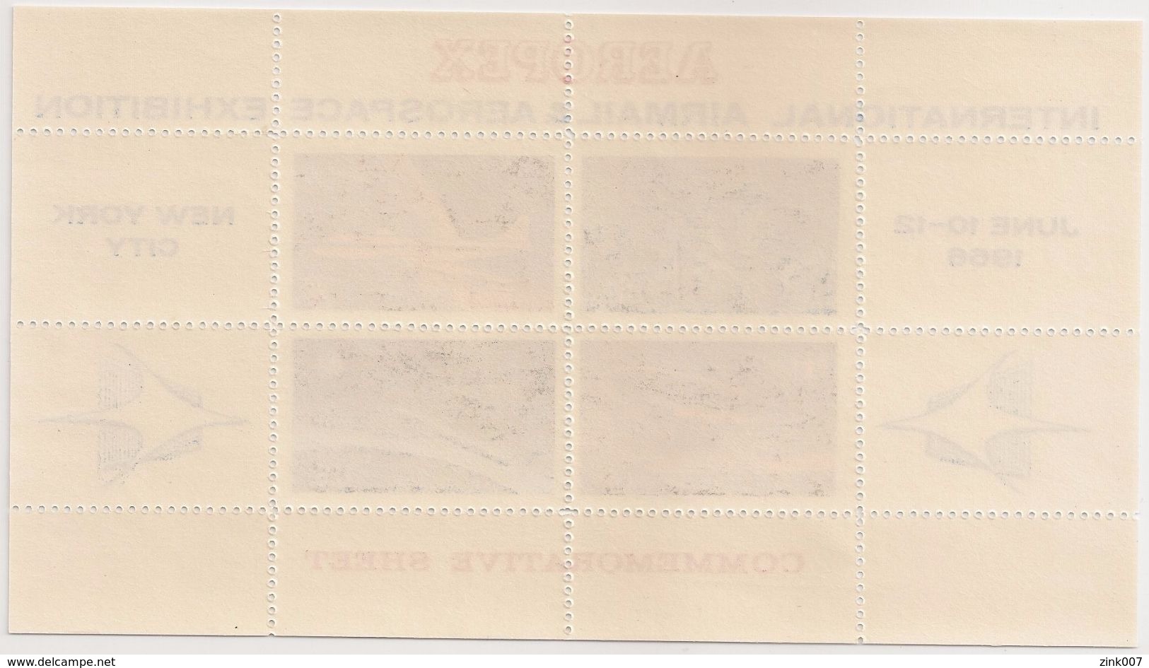 UNITED STATES - Commemorative Sheet - New York City 1966 - Aeropex International AirMail & Aerospace Exhibition, Airplan - Unused Stamps