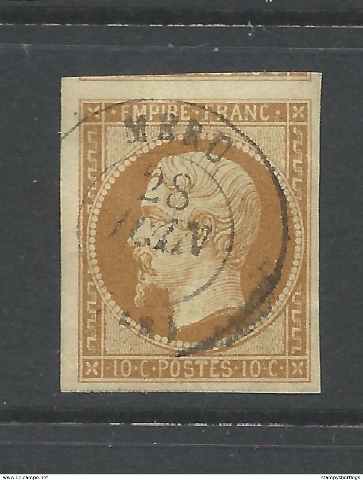 France 1853 Napoleon 10 Cent Bistre Die 11   Superb. Used - 1853-1860 Napoleon III