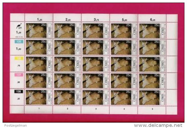 CISKEI, 1982 Mint Never Hinged Stamp(s ) In Full Sheets, MI 30-33, Small Animals - Ciskei