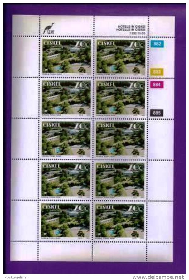 CISKEI, 1992, Mint Never Hinged Stamp(s ) In Full Sheet(s), MI 224-227, Hotels,  S949 - Ciskei