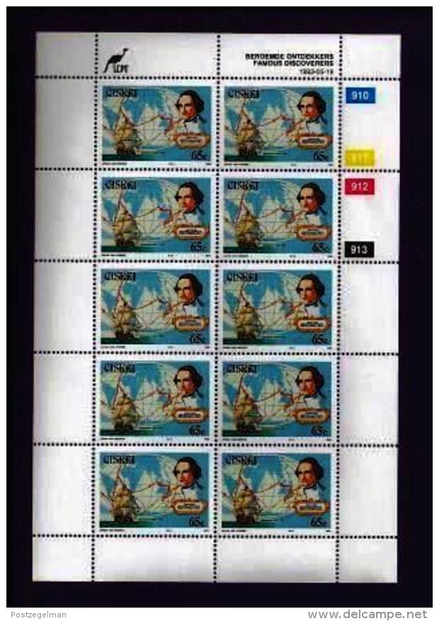 CISKEI, 1993, Mint Never Hinged Stamp(s ) In Full Sheet(s), MI 228-232, Famous Discoverers,  S950 - Ciskei