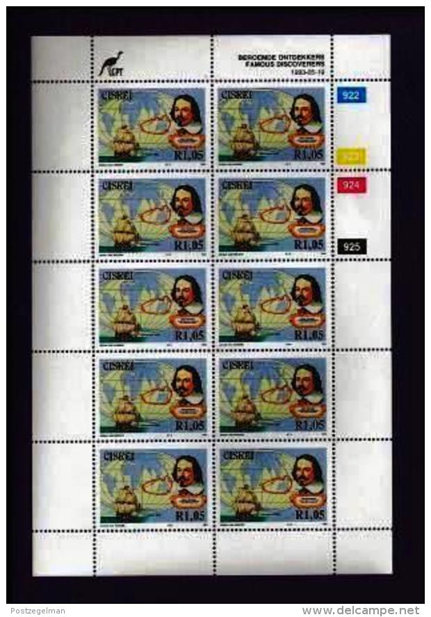 CISKEI, 1993, Mint Never Hinged Stamp(s ) In Full Sheet(s), MI 228-232, Famous Discoverers,  S950 - Ciskei