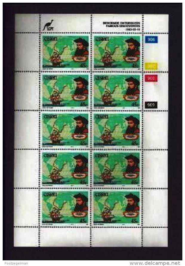 CISKEI, 1993, Mint Never Hinged Stamp(s ) In Full Sheet(s), MI 228-232, Famous Discoverers,  S950 - Ciskei