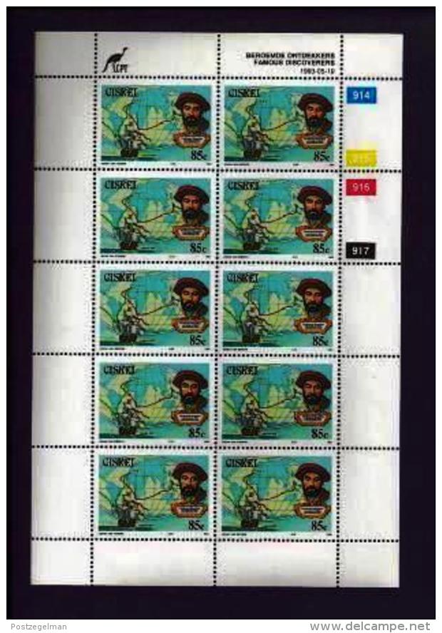 CISKEI, 1993, Mint Never Hinged Stamp(s ) In Full Sheet(s), MI 228-232, Famous Discoverers,  S950 - Ciskei