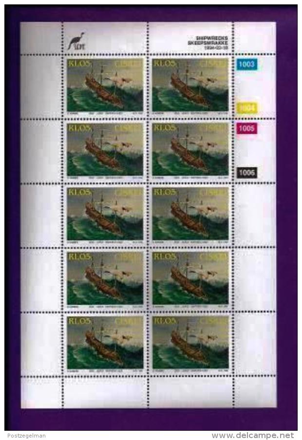 CISKEI, 1993, Mint Never Hinged Stamp(s ) In Full Sheet(s), MI 247-250, Shiowrecks,  S954 - Ciskei