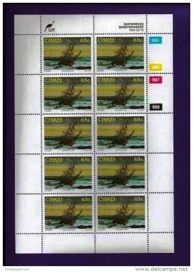 CISKEI, 1993, Mint Never Hinged Stamp(s ) In Full Sheet(s), MI 247-250, Shiowrecks,  S954 - Ciskei