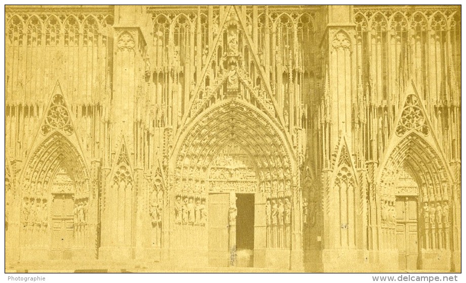 France Strasbourg Portail De La Cathedrale Ancienne Photo CDV 1870 - Old (before 1900)