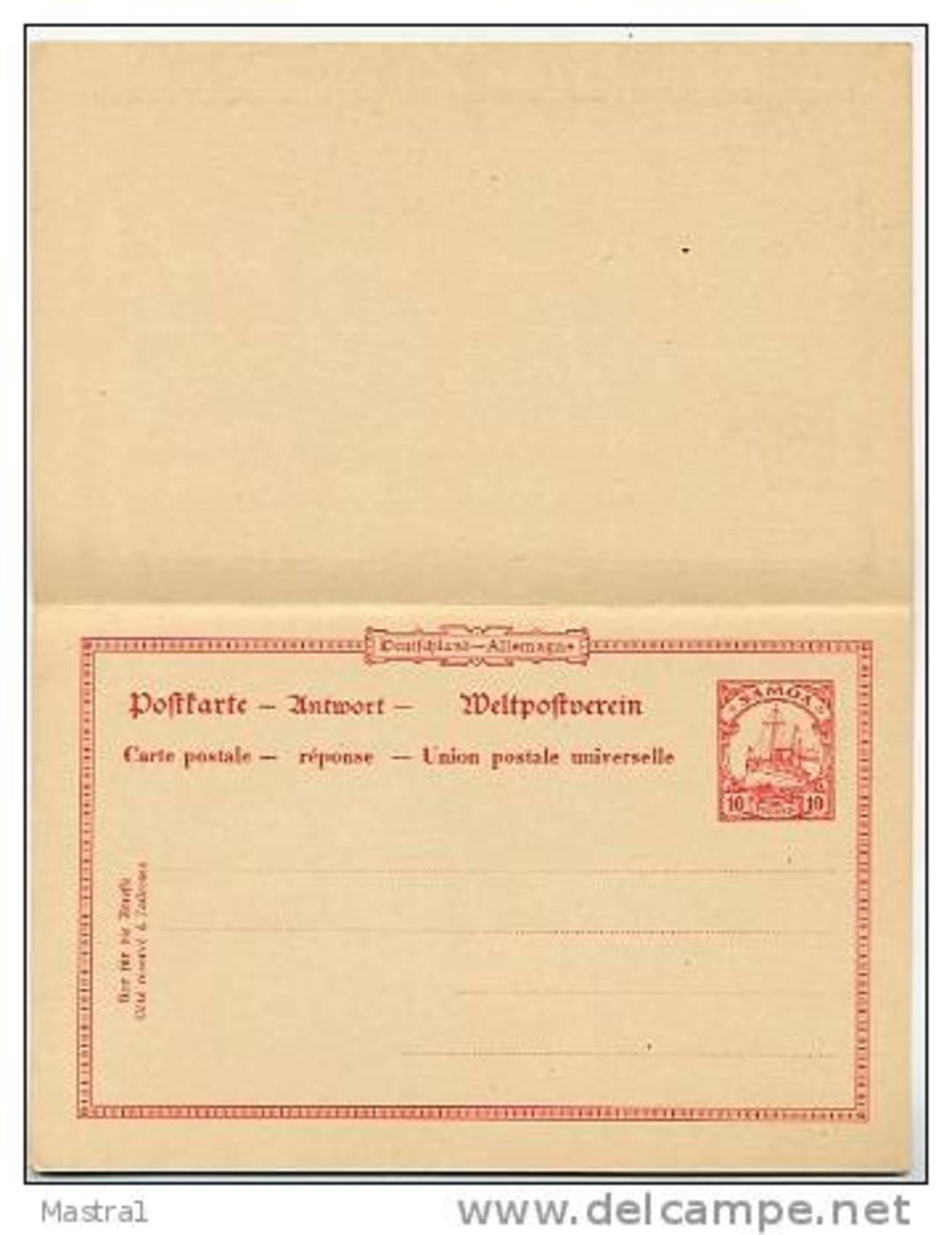 SAMOA  P 8  Antwort-Postkarte  Randtype B/d ** 1901  Kat. 10,00 &euro; - Samoa