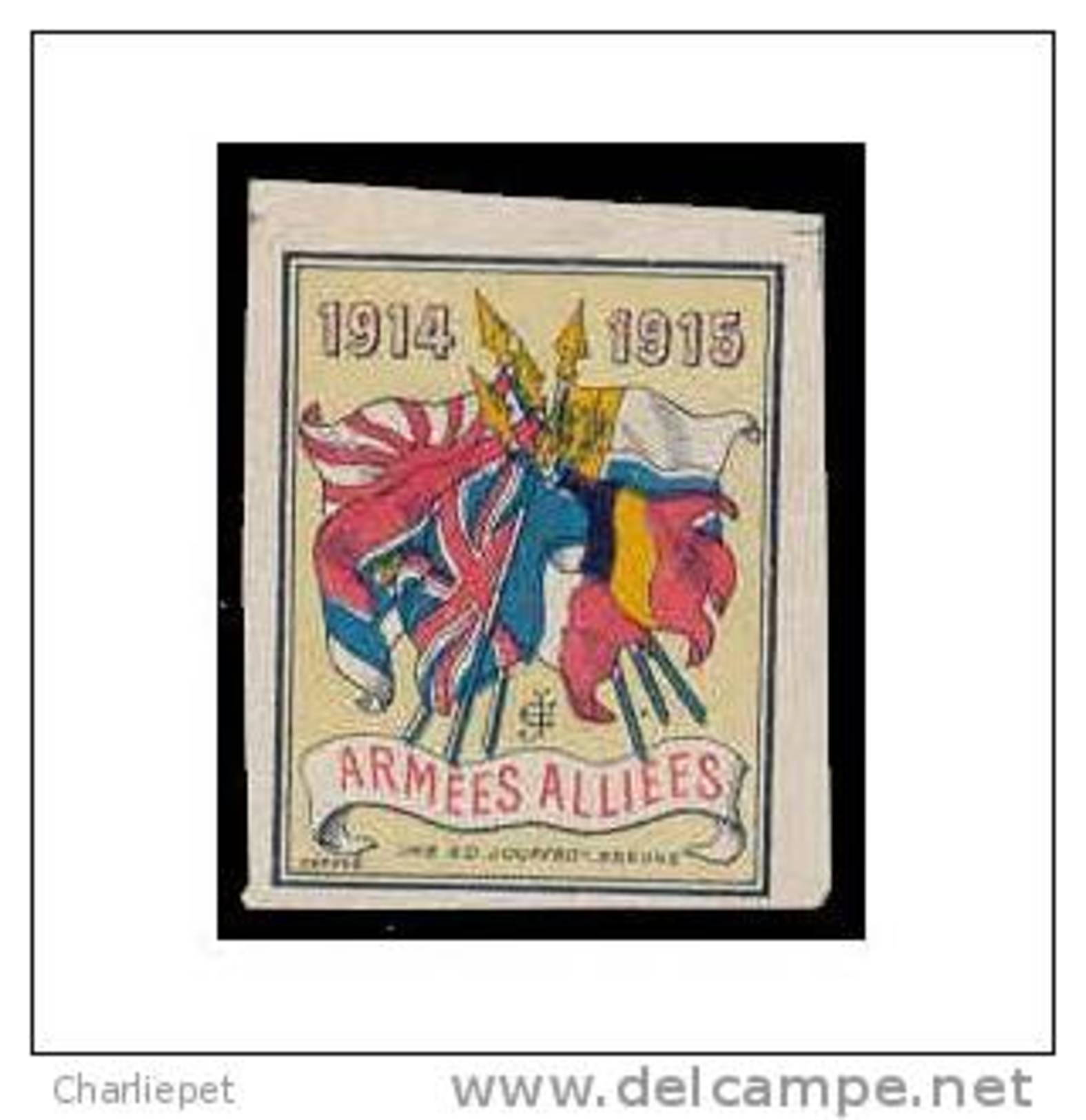 France WWI 1914-1915 Six Allied Flags Vignette  Military Heritage Poster Stamp - Other & Unclassified