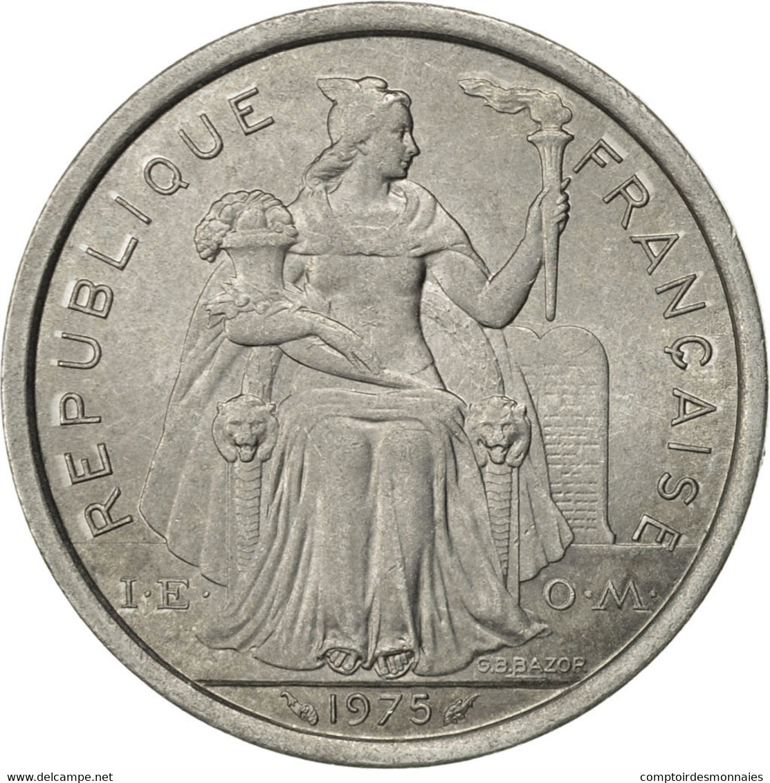 Monnaie, French Polynesia, 2 Francs, 1975, Paris, TTB+, Aluminium, KM:10 - French Polynesia