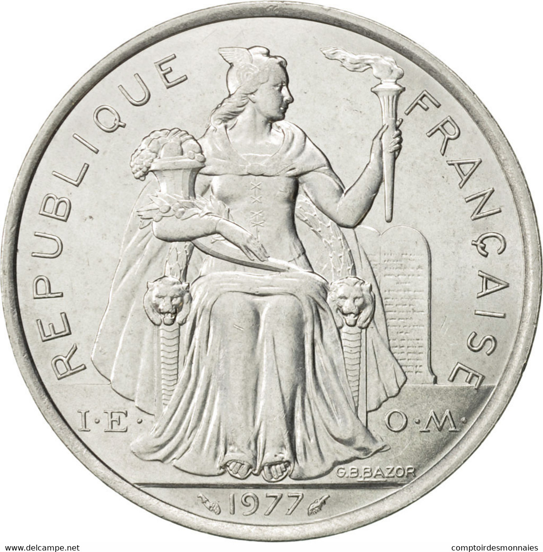 Monnaie, French Polynesia, 5 Francs, 1977, Paris, SUP+, Aluminium, KM:12 - Polynésie Française