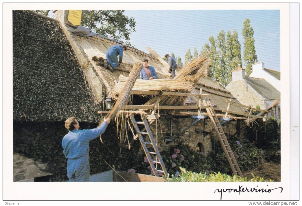 56 - Morbihan - LANVAUDAN  - Refection D Un Toit En Roseau De Camargue - Auberge Ty Henry -entreprise Ruello De Lamballe - Autres & Non Classés