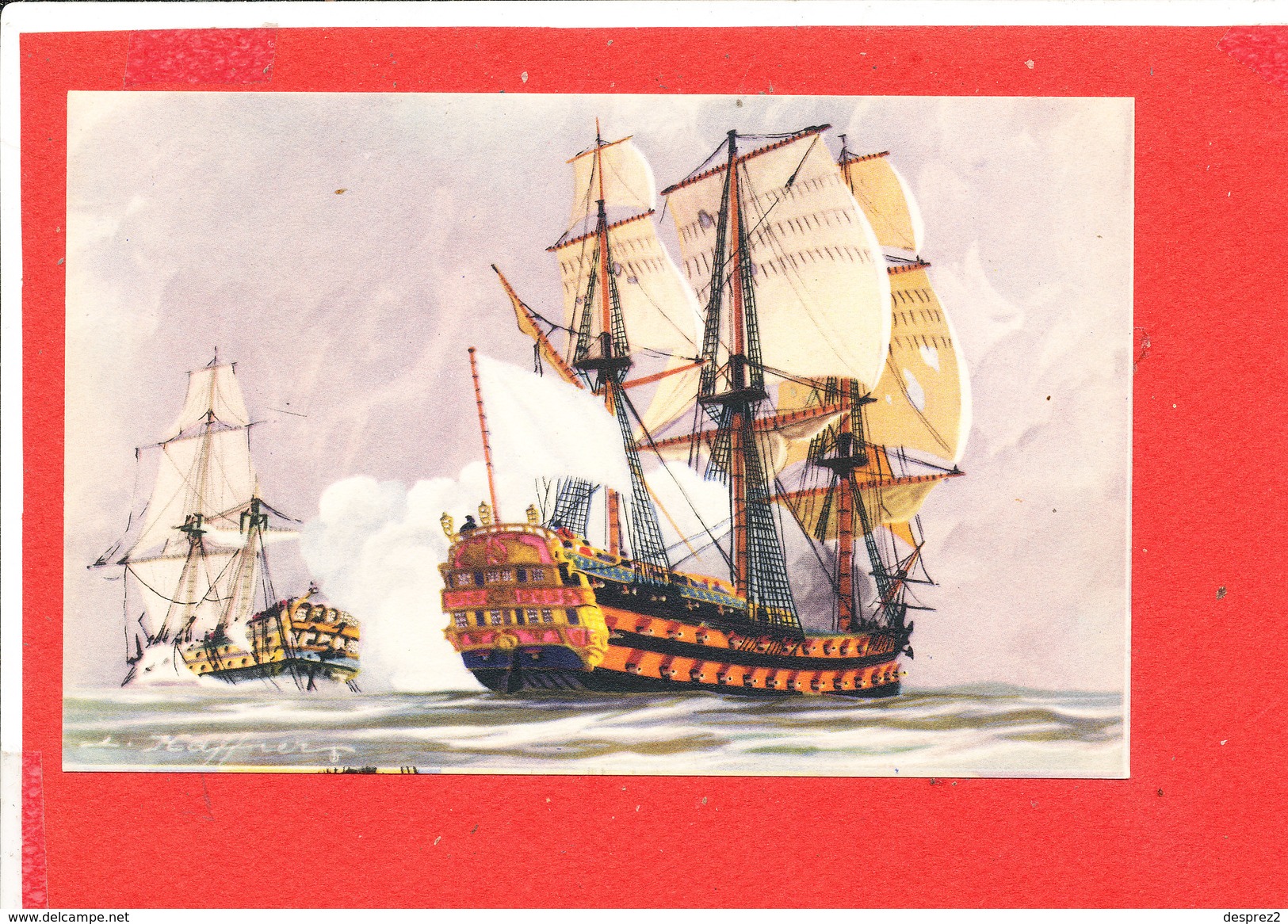 BATEAU Vaisseaux Le Tir En Enfilade Cpa Illustrée Par HAFFNER - Haffner