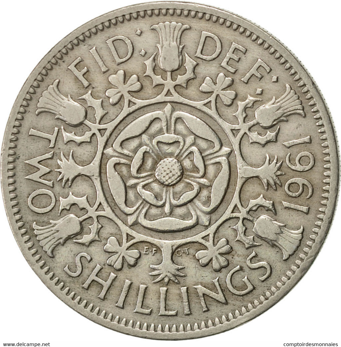 Monnaie, Grande-Bretagne, Elizabeth II, Florin, Two Shillings, 1961, TTB - J. 1 Florin / 2 Schillings